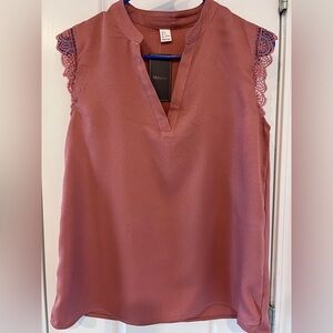 Mauve Sleeveless Top with Lace